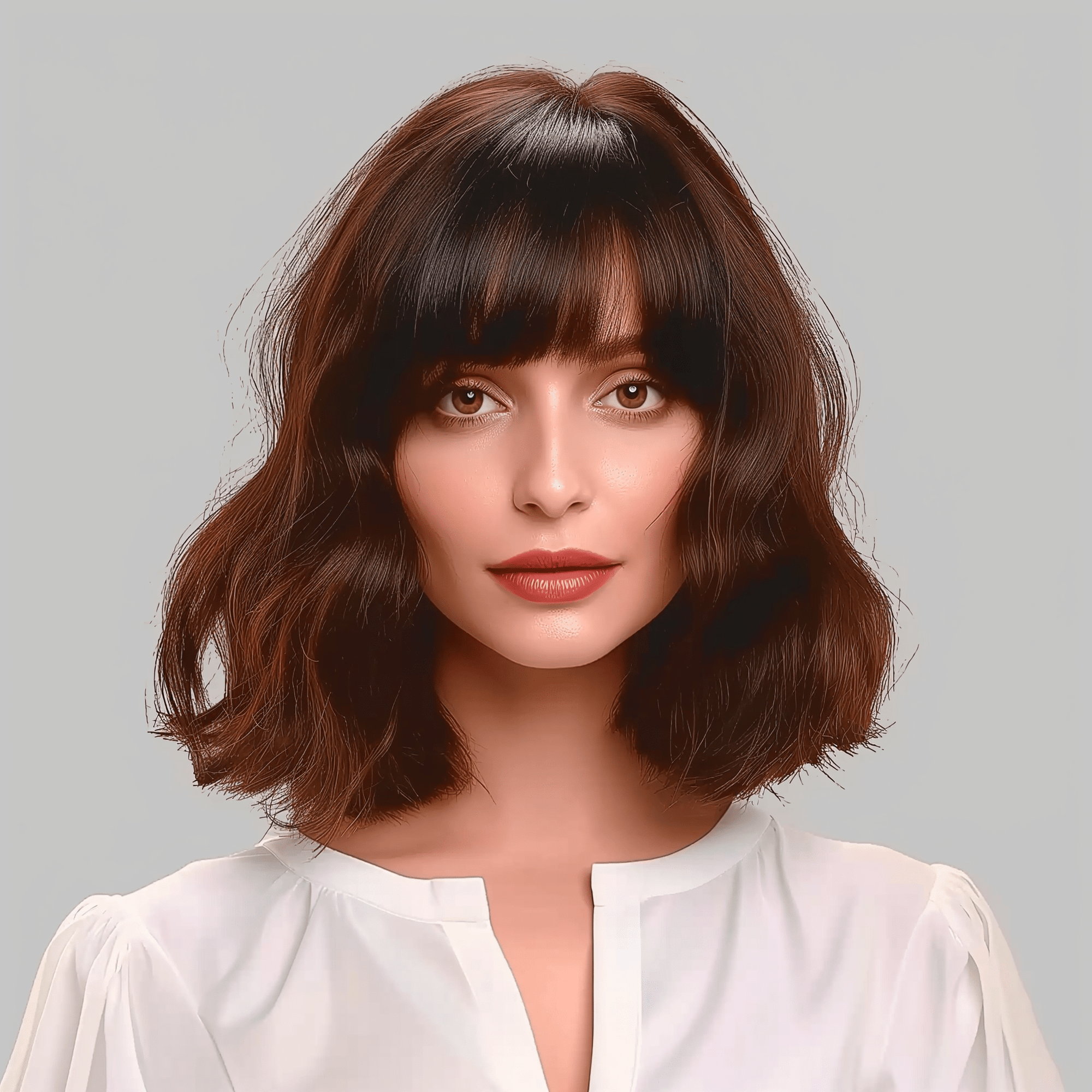 Perruque Synthétique Brune Carré Mi-Long - Léna