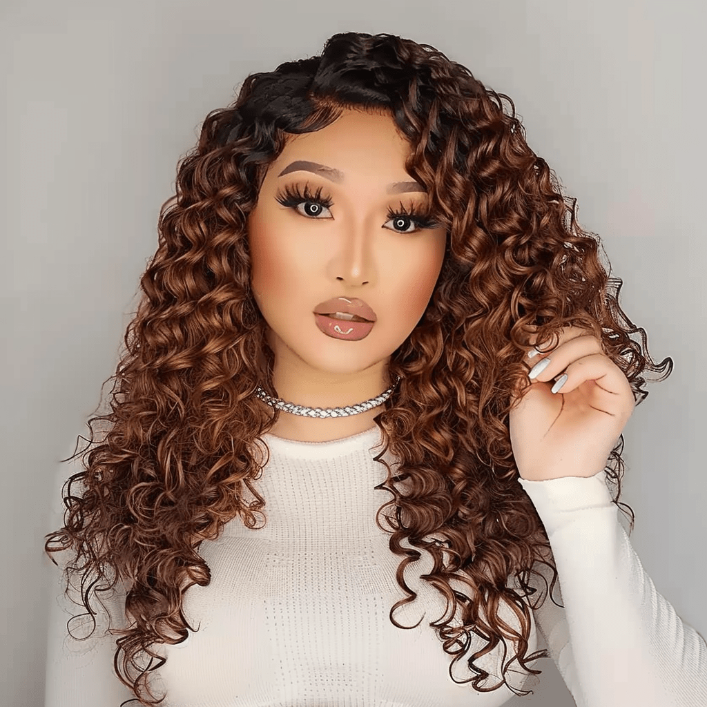 Perruque brune discount frisée