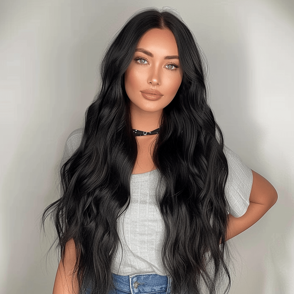 Perruque Synthétique Noire Longue - Audrey