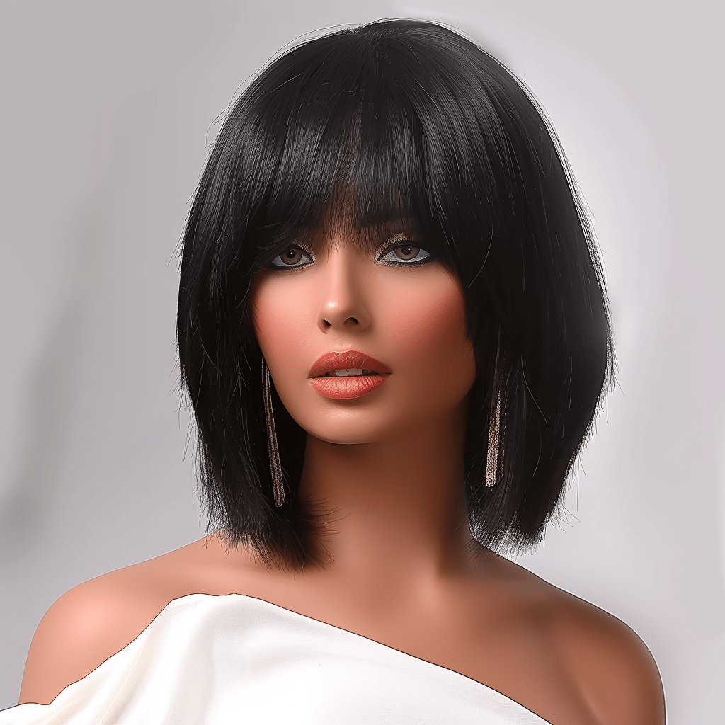 Perruque noire outlet courte