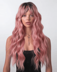 Perruque Synthétique Rose Bouclée Longue - Éliane
