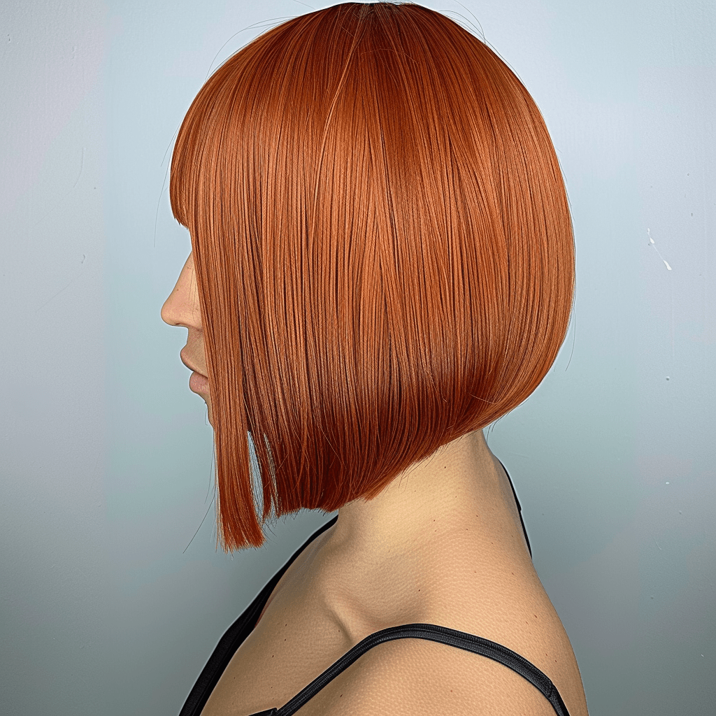 Perruque Synthétique Rousse A Frange - Léonie