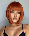 Perruque Synthétique Rousse A Frange - Léonie