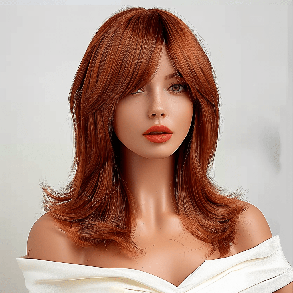 Perruque Synthétique Rousse Mi-Longue - Nadine