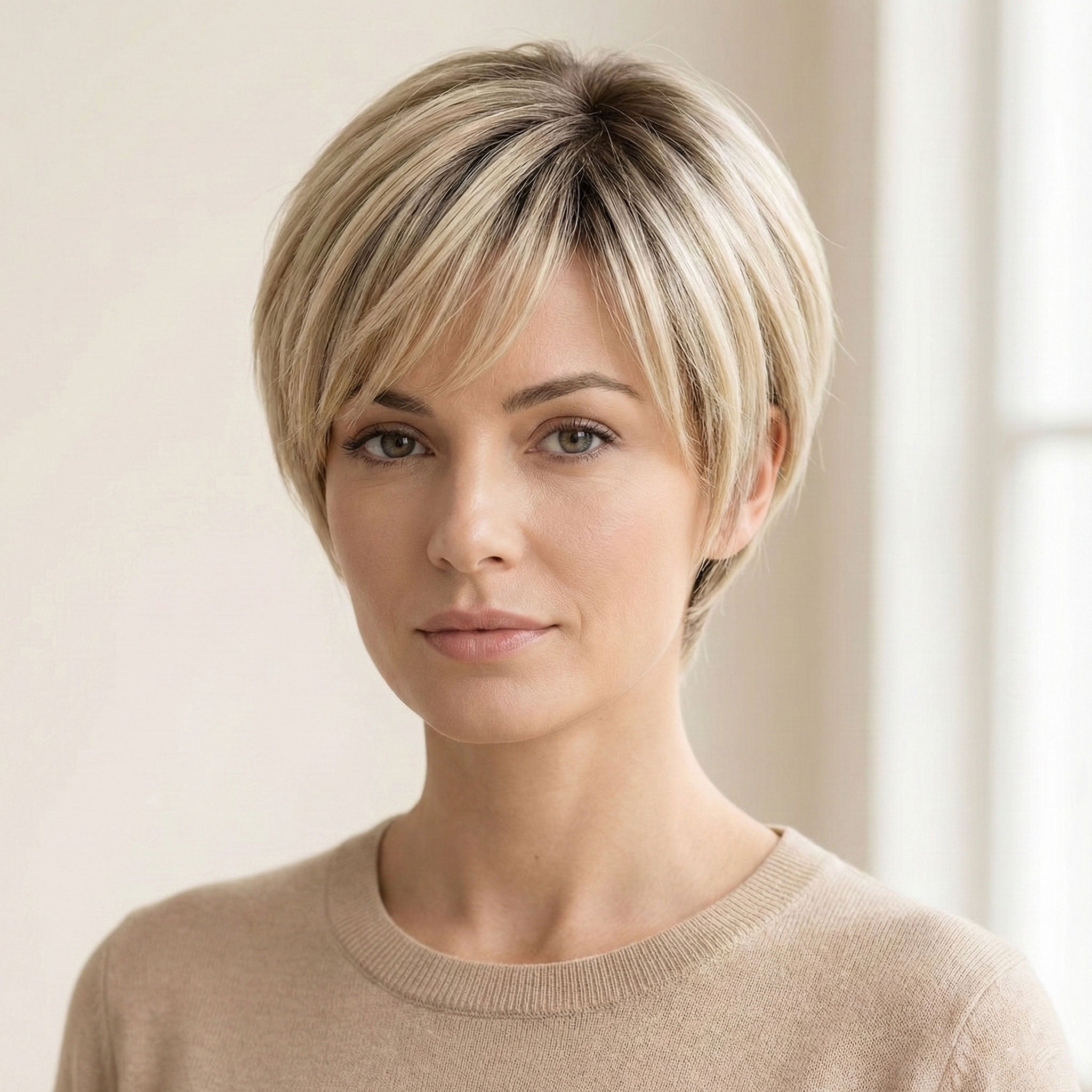 Perruque Naturelle Blonde Carré Court - Tiffany