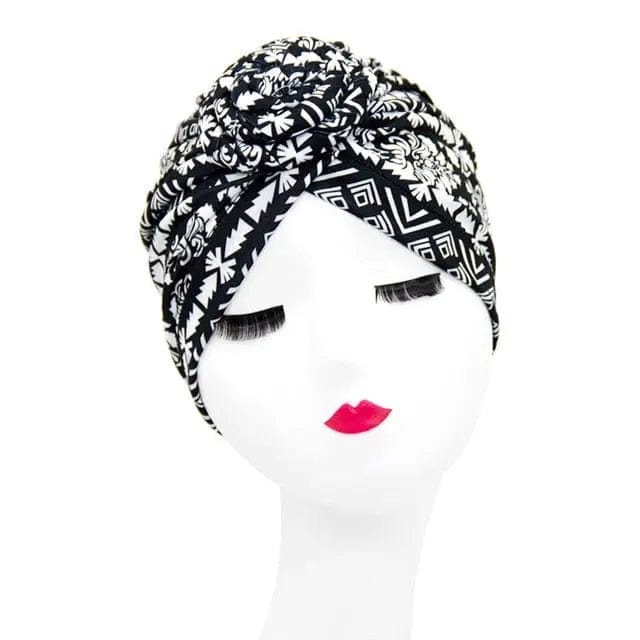 Turban Coton Couleur Noir et Blanc