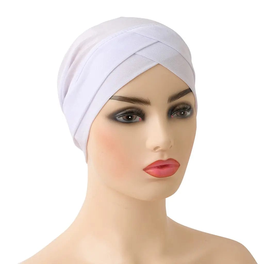 Turban Croisé En Lin Blanc