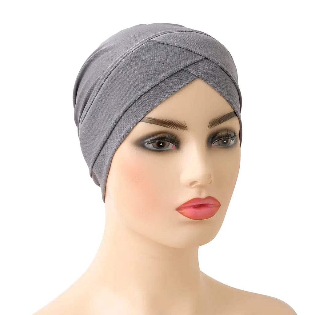 Turban Croisé En Lin Gris