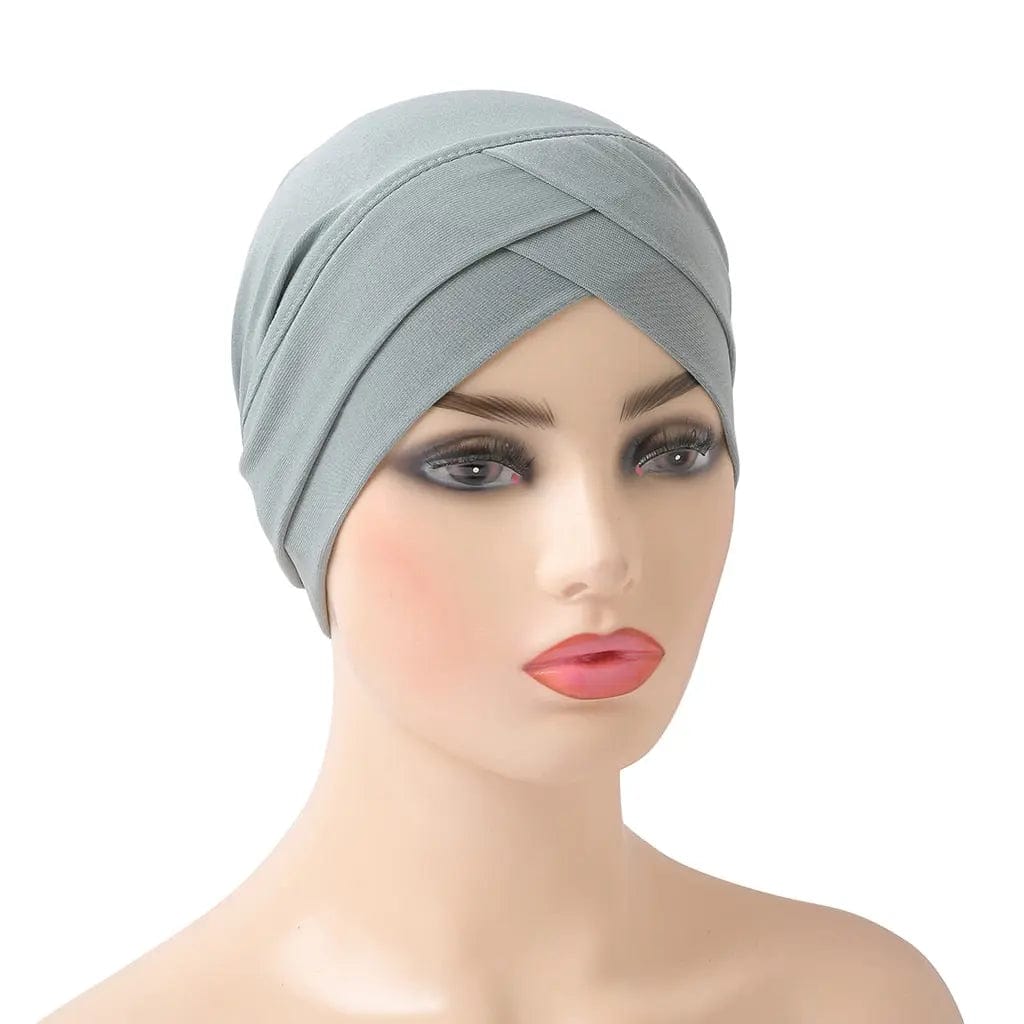 Turban Croisé En Lin Gris