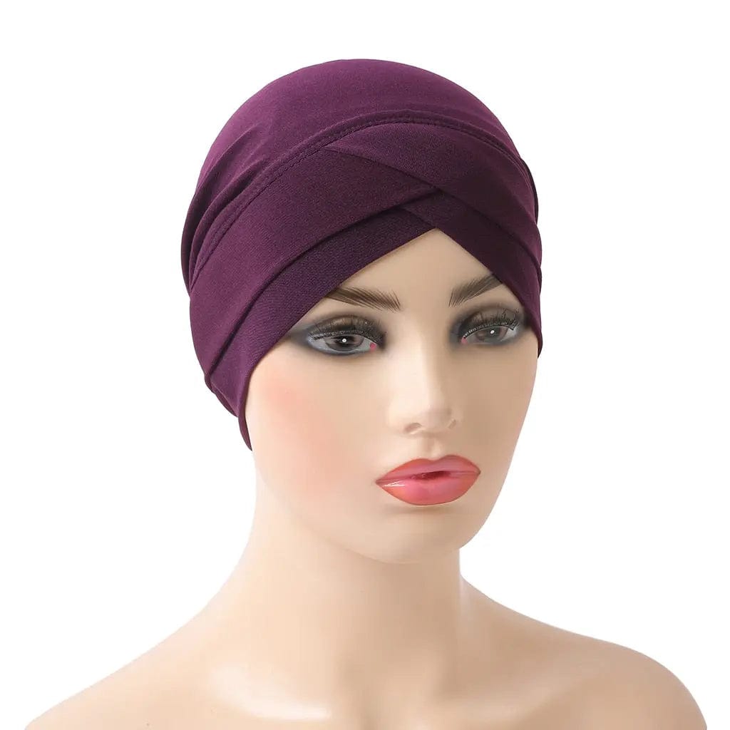 Turban Croisé En Lin Mauve