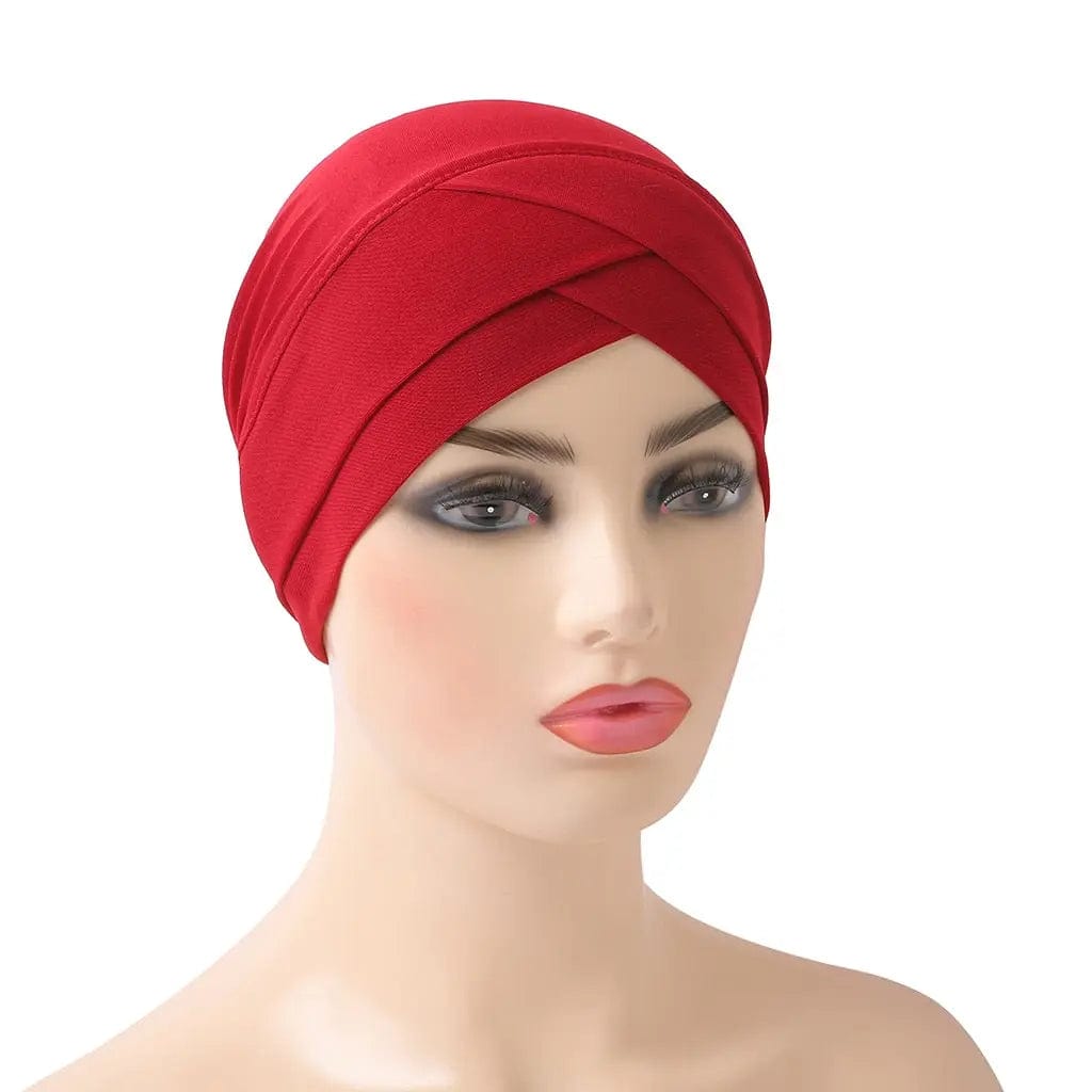 Turban Croisé En Lin Rouge