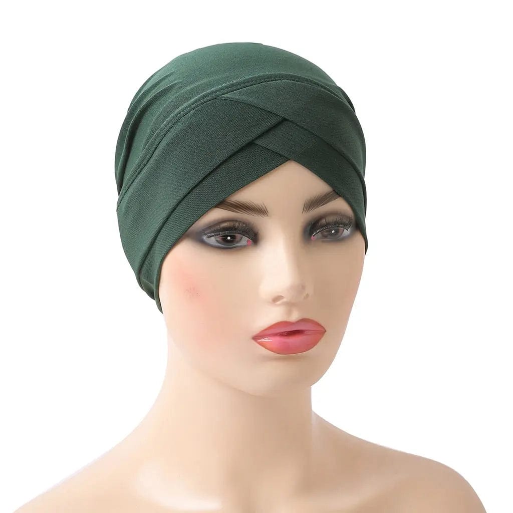 Turban Croisé En Lin Vert