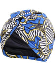 Turban Nœud Bleu Et Jaune - Perruque Femme