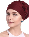 Turban Rouge et Fleurs - Perruque Femme