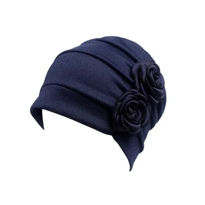 Turban à Fleur Bleu