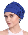 Turban à Fleur Couleur Bleu - Perruque Femme