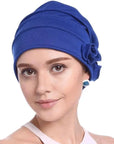 Turban à Fleur Couleur Bleu - Perruque Femme