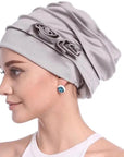 Turban à Fleur Couleur Gris - Perruque Femme