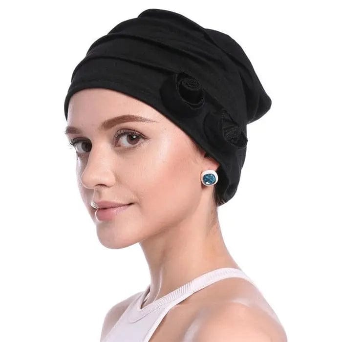 Turban à Fleur Noir