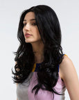 Perruque Semi-Naturelle Noire longue et bouclée - Noor