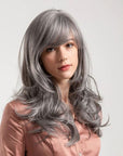 Perruque Synthétique Grise Mi-Longue - Inès