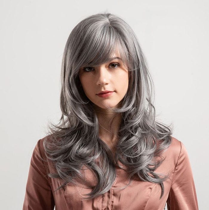 Perruque Synthétique Grise Mi-Longue - Inès