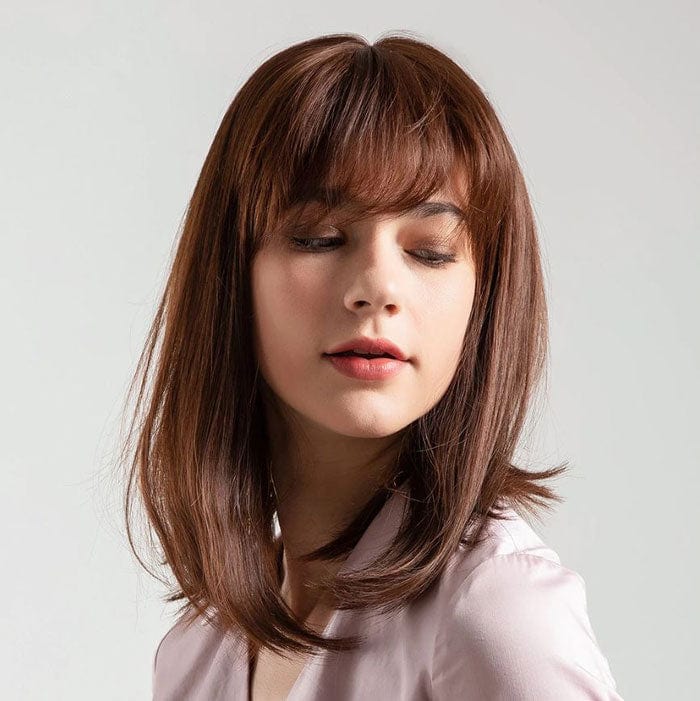 Perruque Naturelle Brune Carré Mi-Long - Qiana