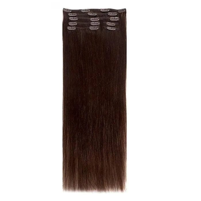 Extension Cheveux à clip 100G Châtain Foncé - Perruque Femme