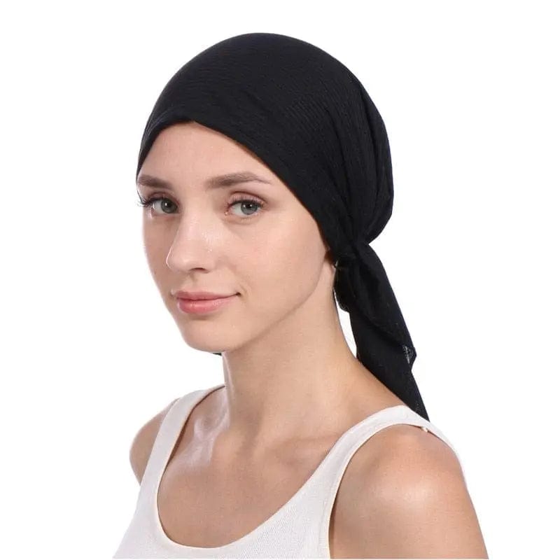 Foulard Turban Coton Couleur Noir - Perruque Femme