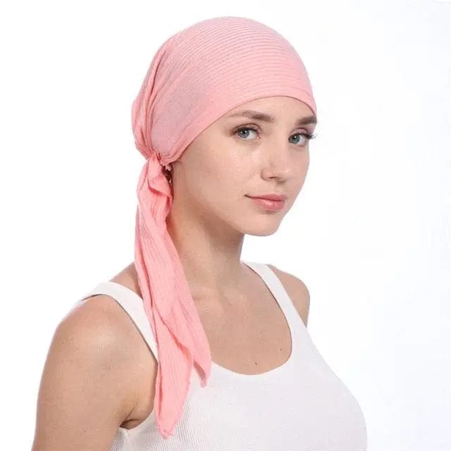 Foulard Turban Coton Rose - Perruque Femme