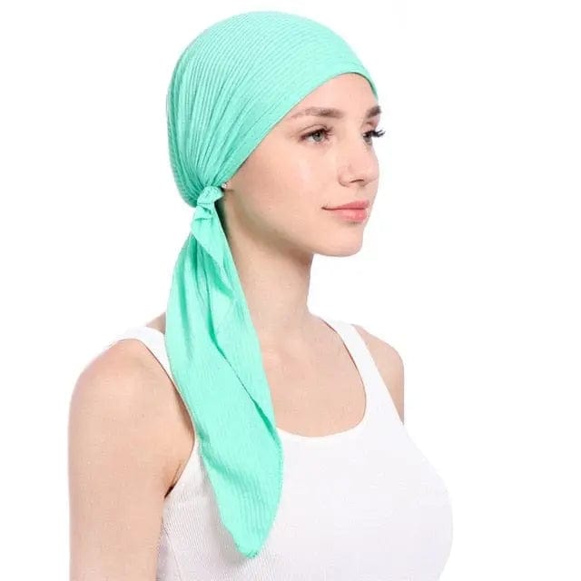 Foulard Turban Coton Turquoise - Perruque Femme