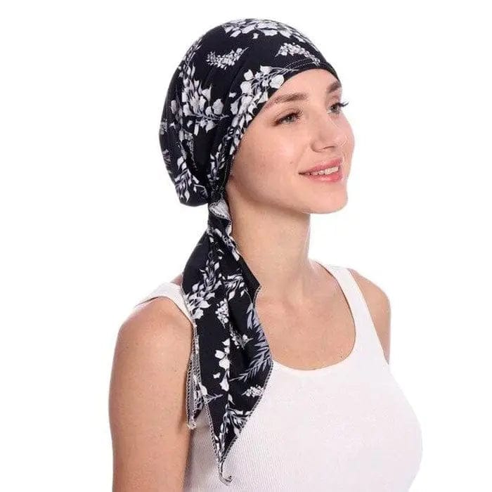 Foulard Turban Noir Et Blanc - Perruque Femme