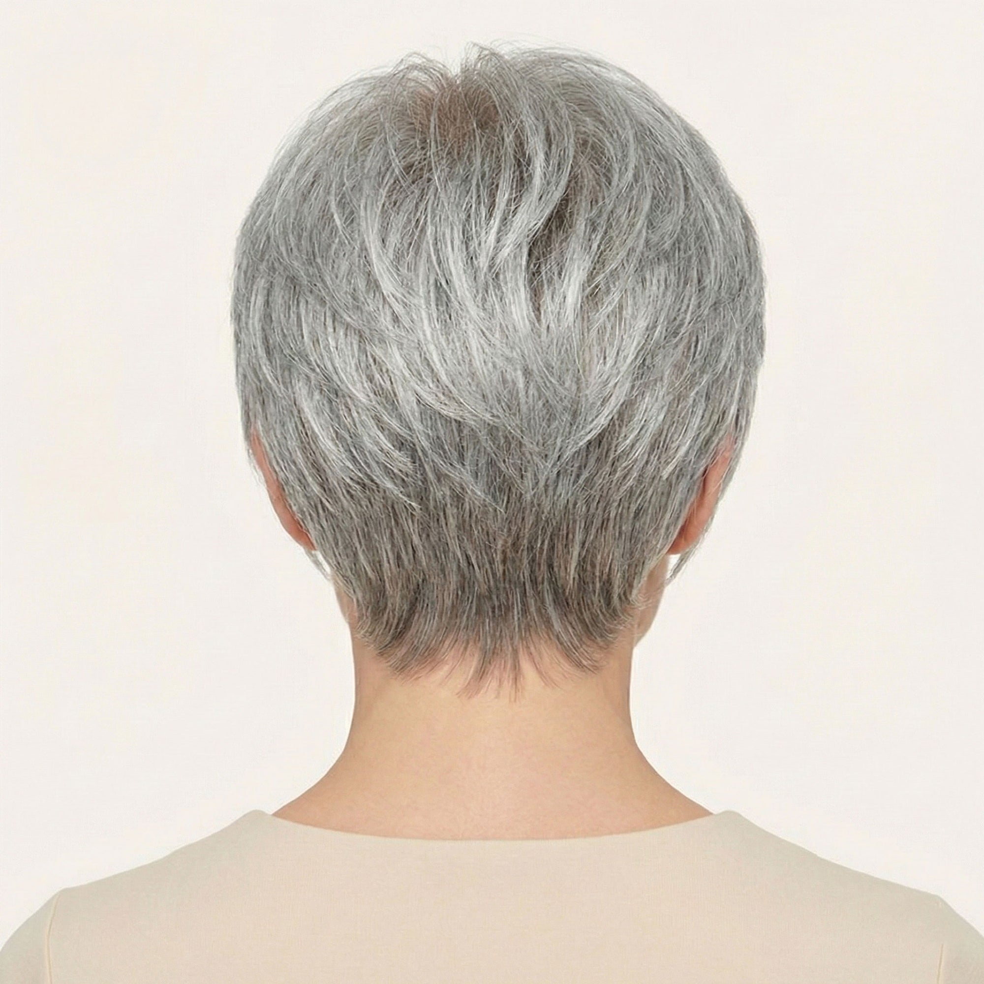 Perruque Naturelle Grise Courte - Brisa - dos