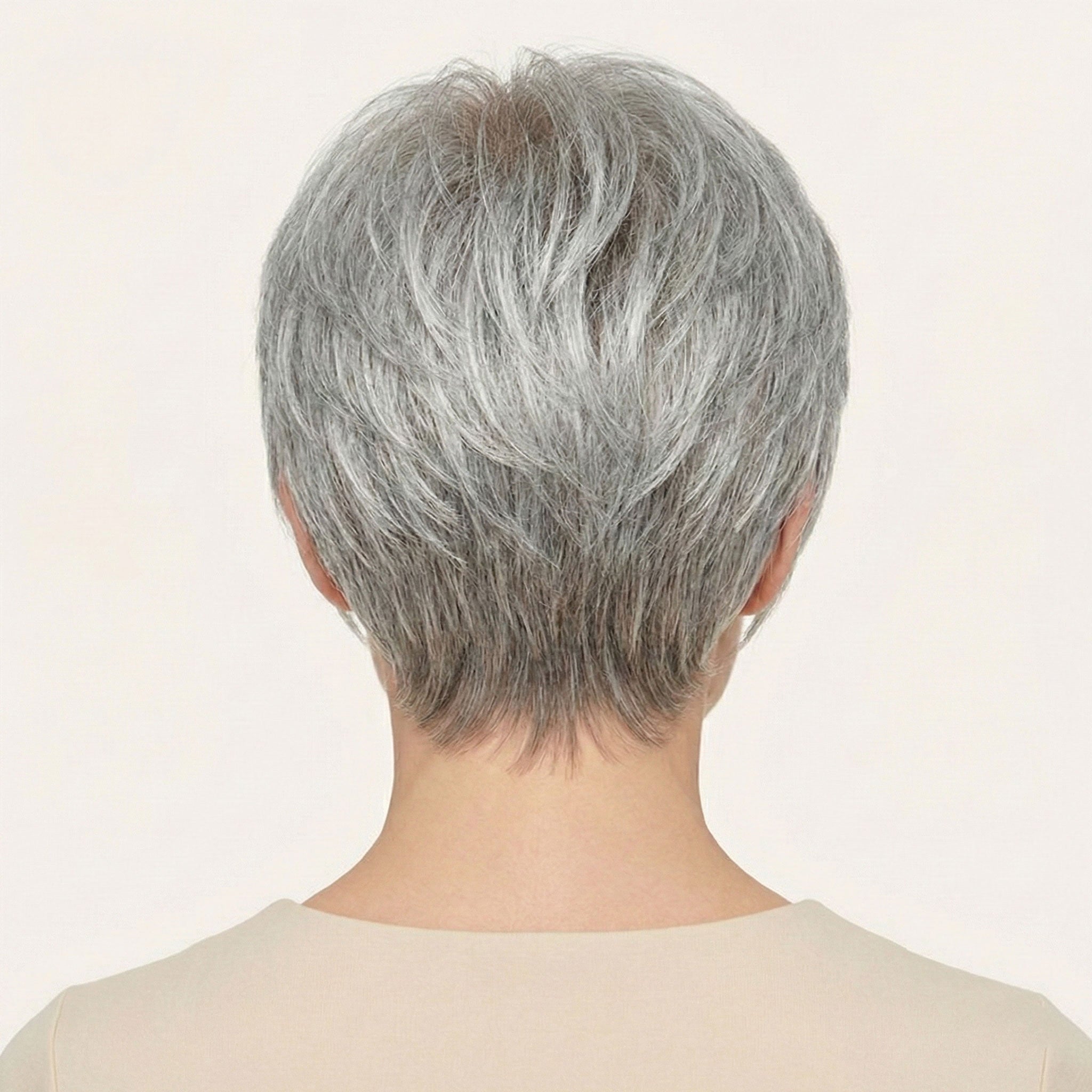 Perruque Naturelle Grise Courte - Brisa - dos