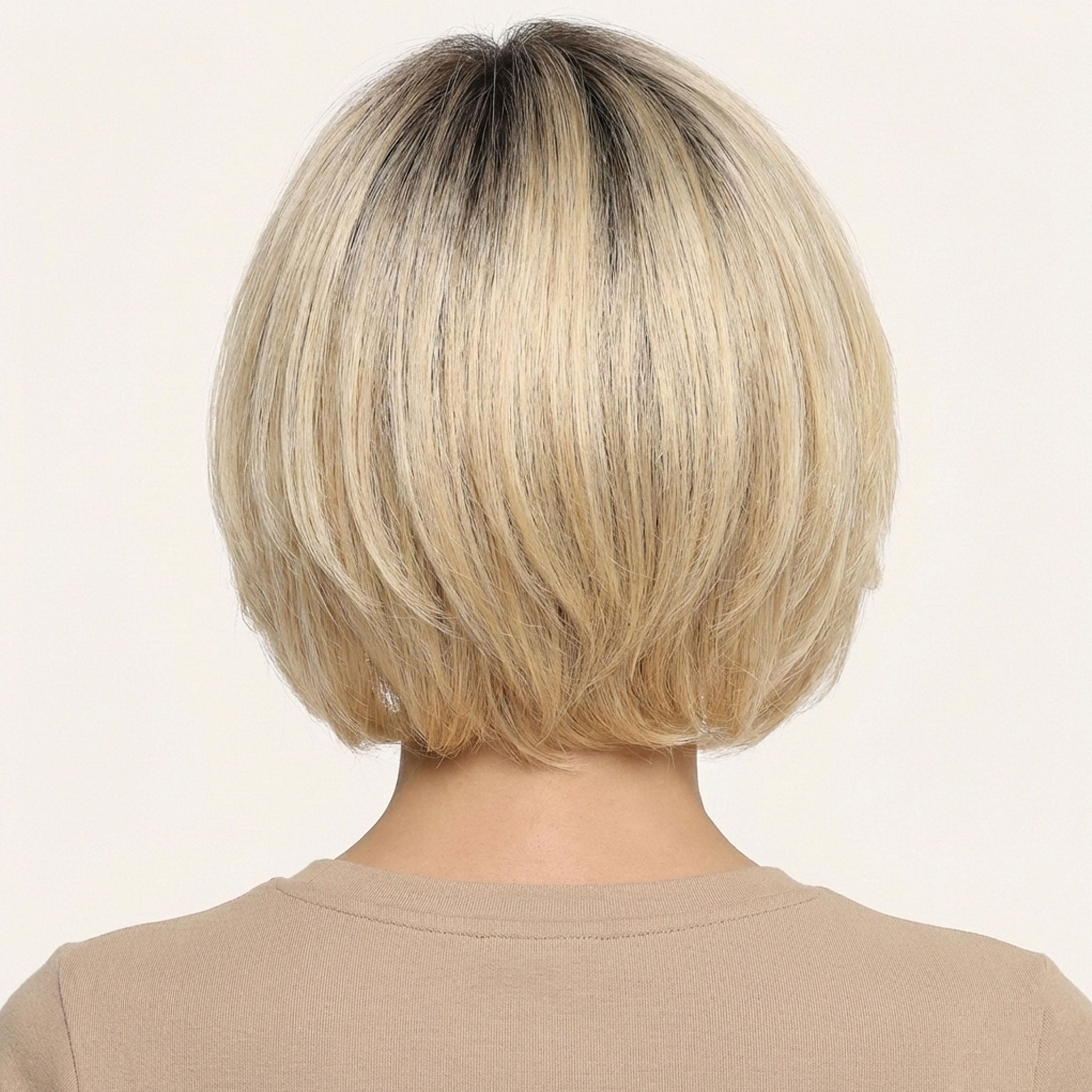 Perruque Naturelle Blonde Carré Court - Ingrid - dos