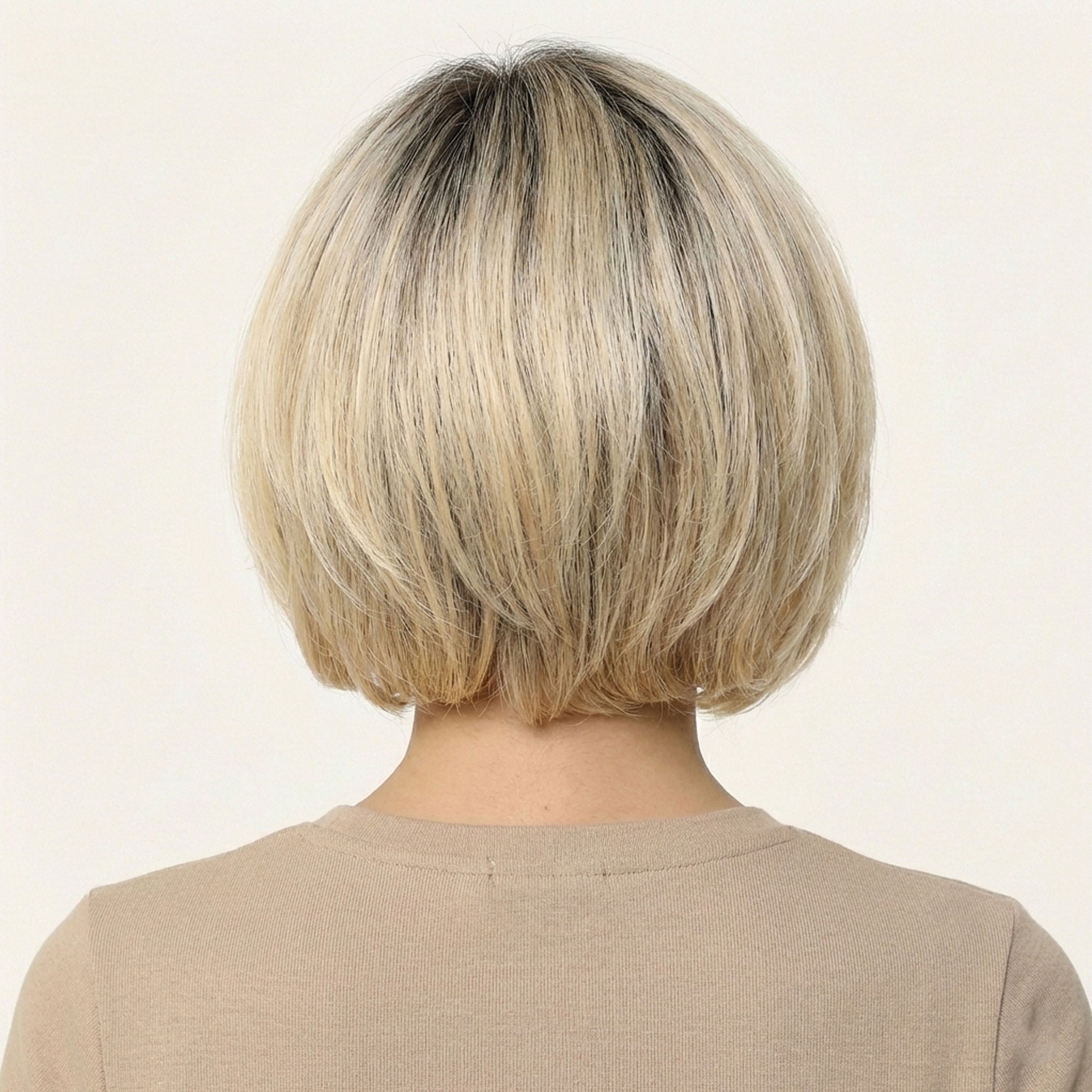 Perruque Naturelle Blonde Carré Court - Lysiane - dos