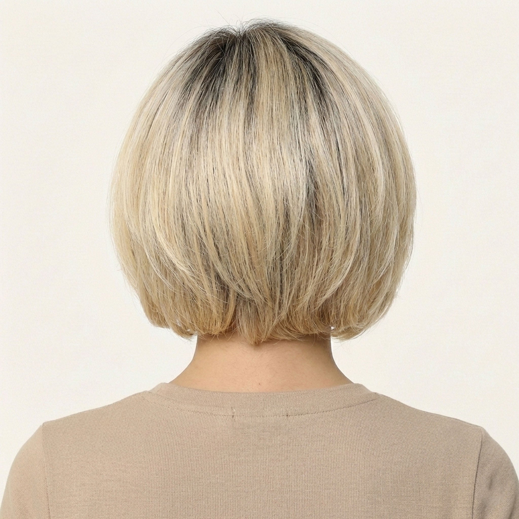 Perruque Naturelle Blonde Carré Court - Lysiane - dos