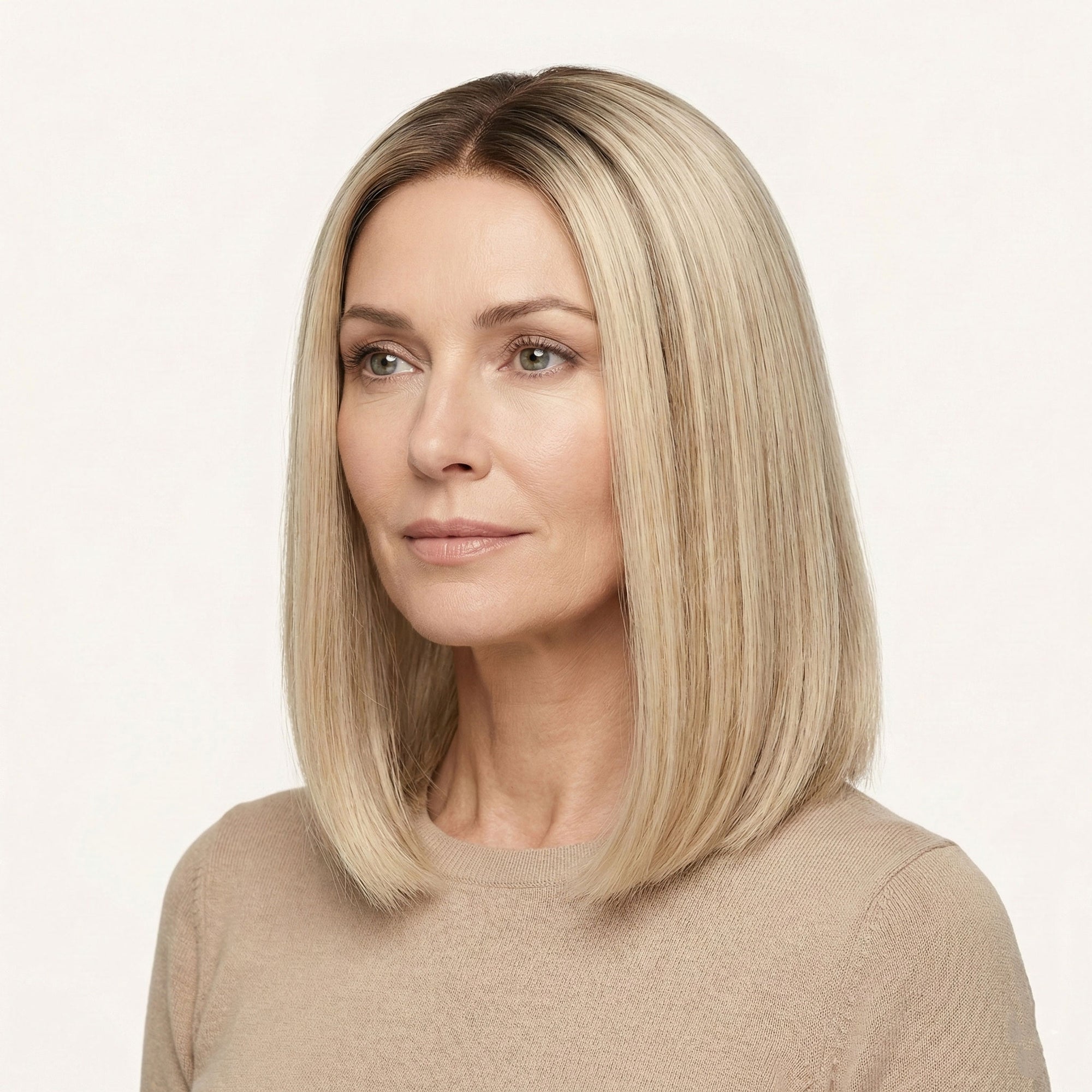 Perruque Naturelle Blonde Carré Mi-Long - Viviane