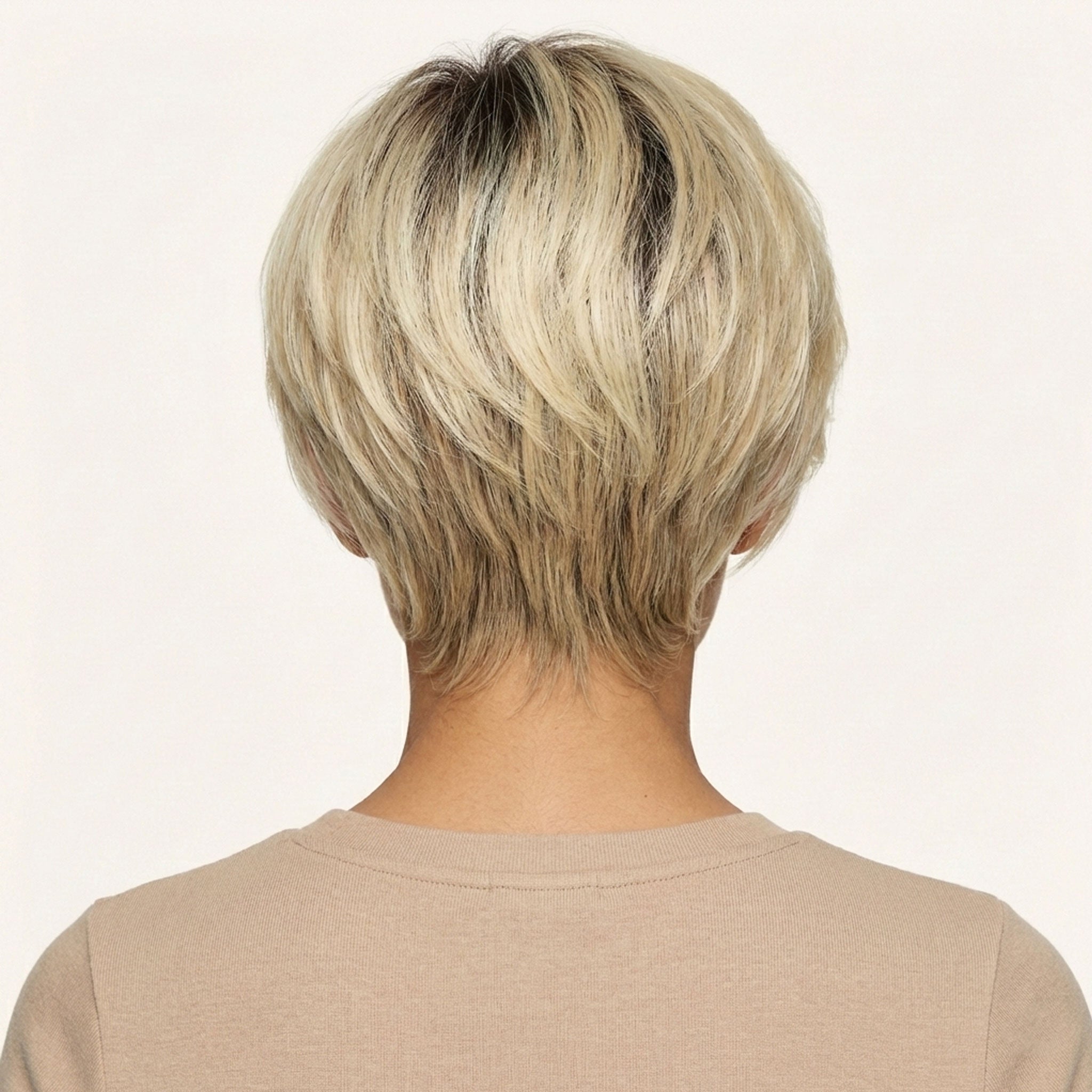 Perruque Naturelle Blonde Courte - Sandrine - dos