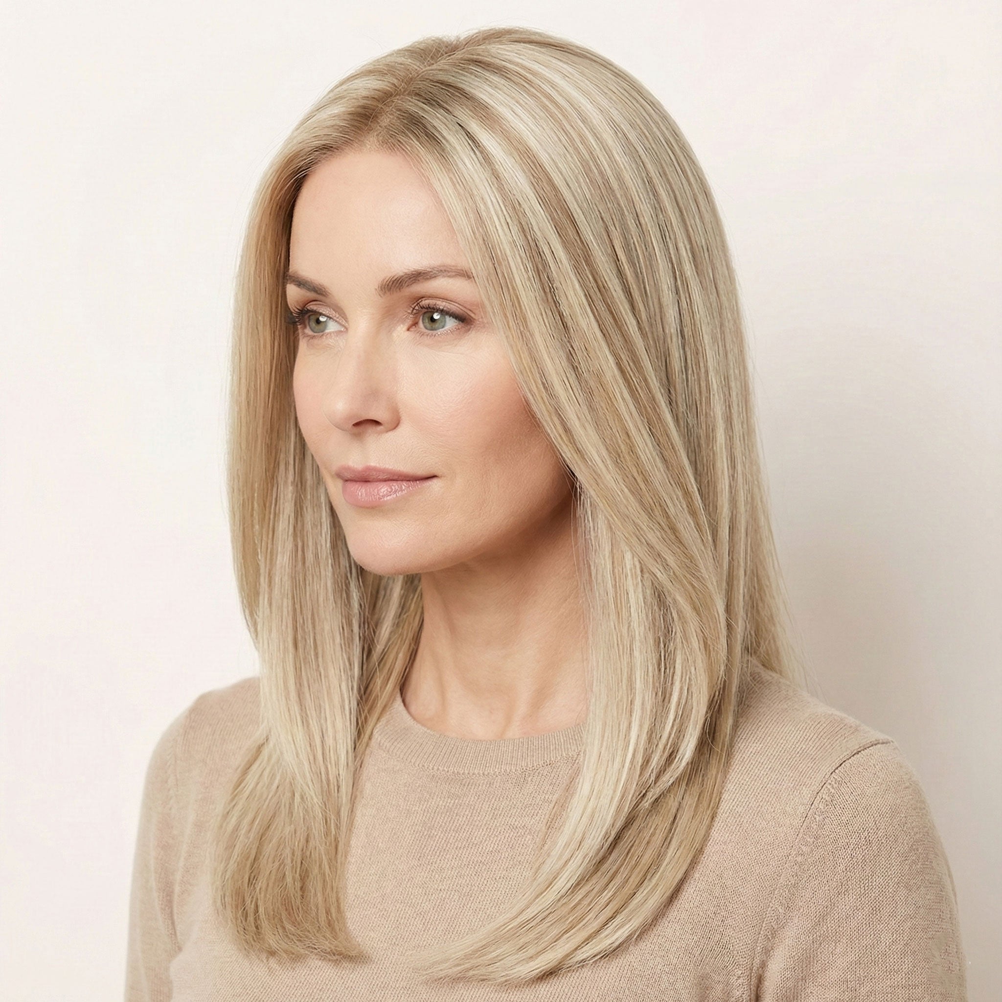 Perruque Naturelle Blonde Mi-Longue - Honorine