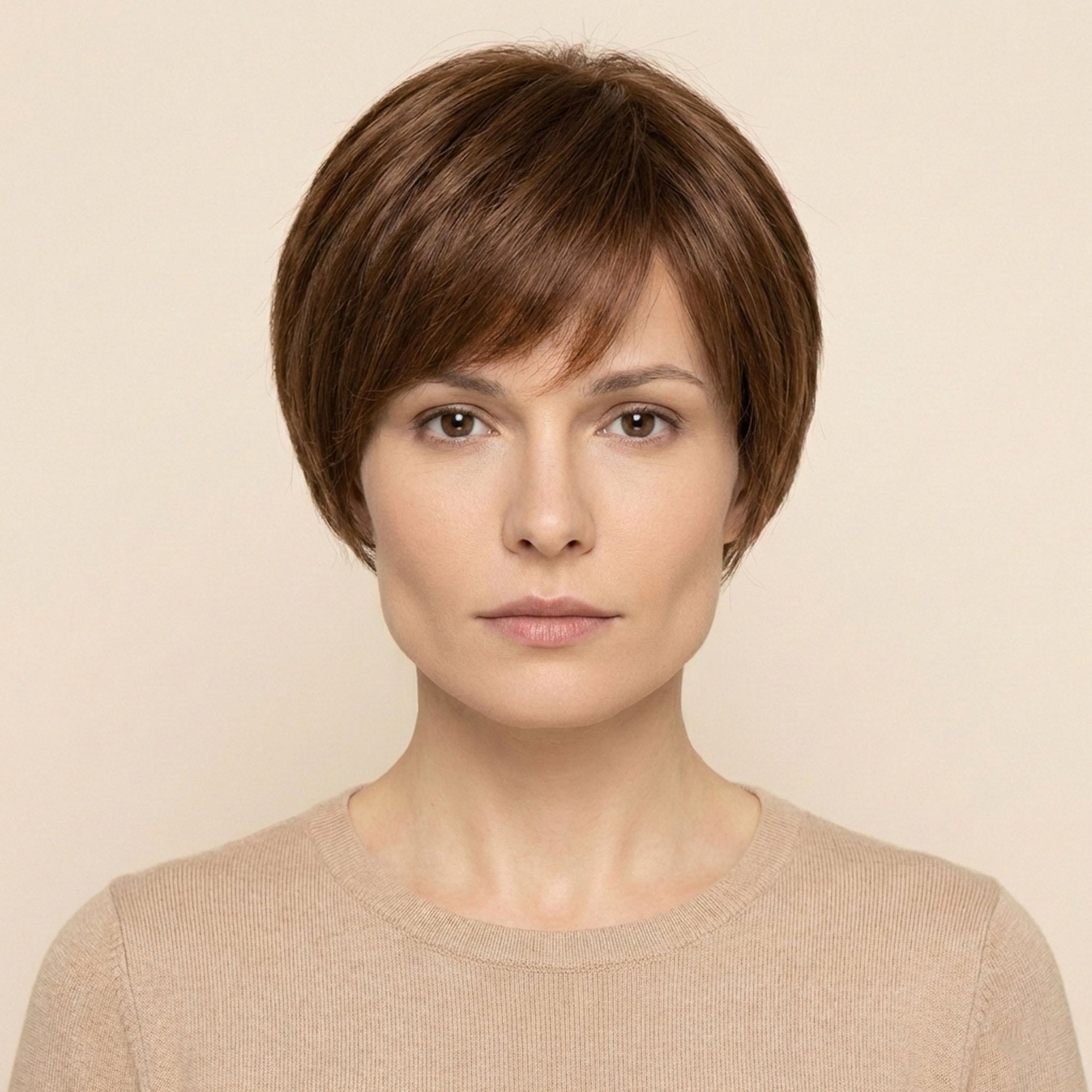 Perruque Naturelle Brune Carré Court - Odette