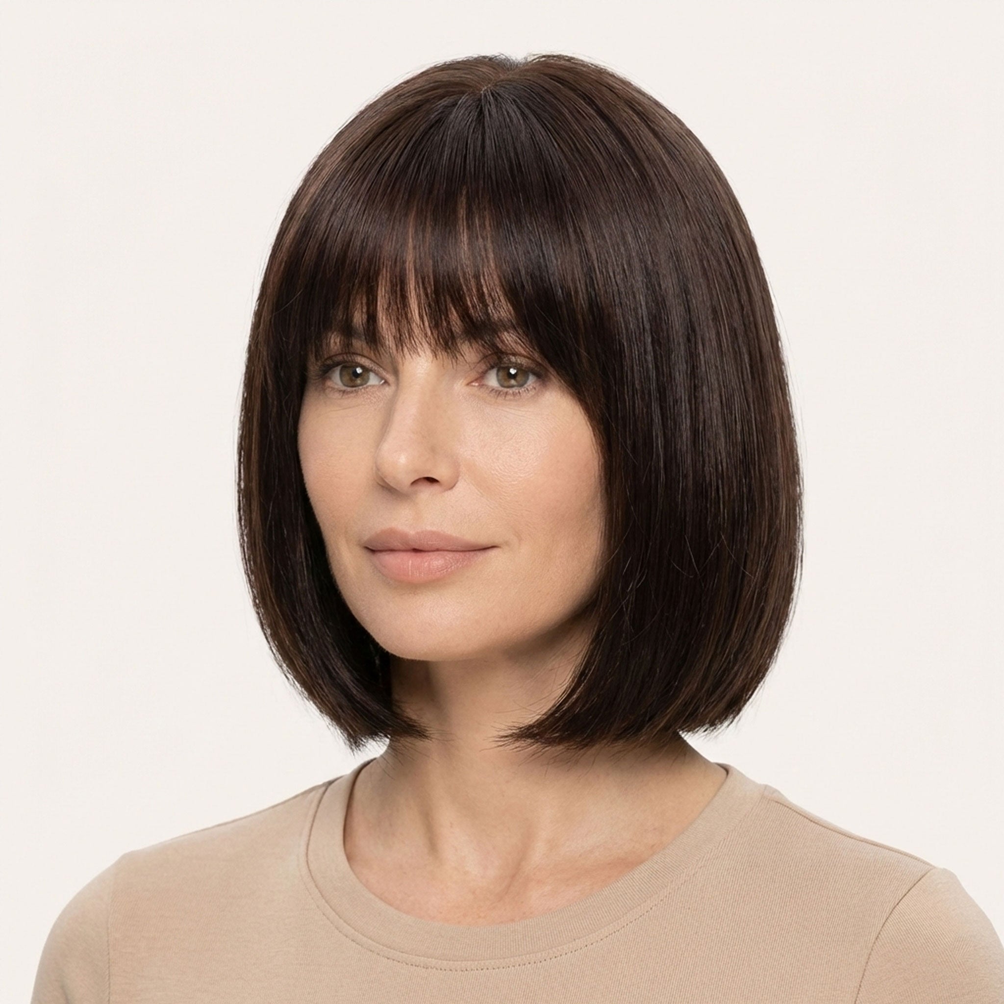 Perruque Naturelle Brune Carré Court - Valentina