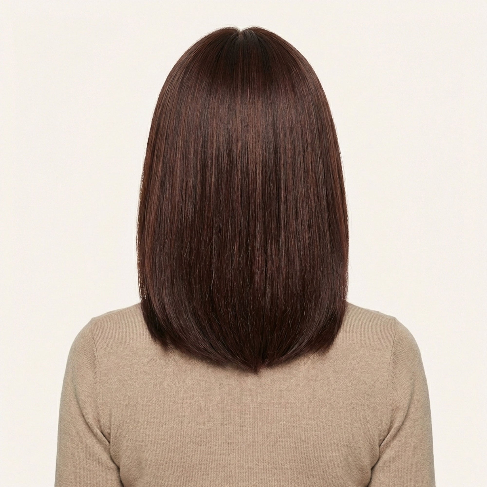 Perruque Naturelle Brune Carré Mi-Long - Qiana - dos
