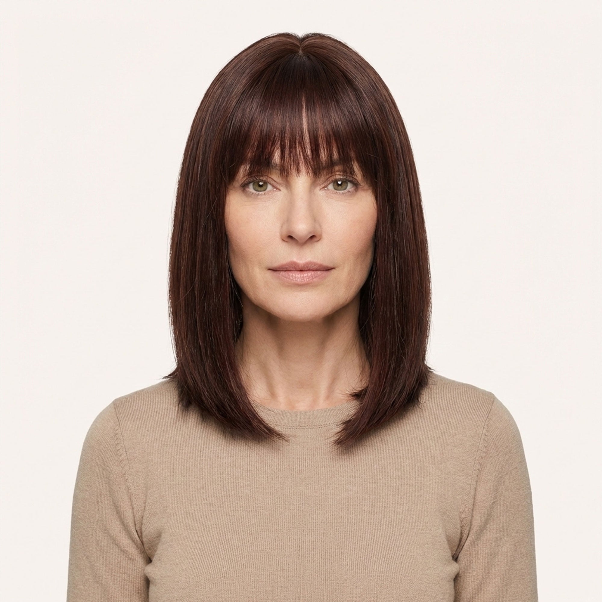 Perruque Naturelle Brune Carré Mi-Long - Qiana