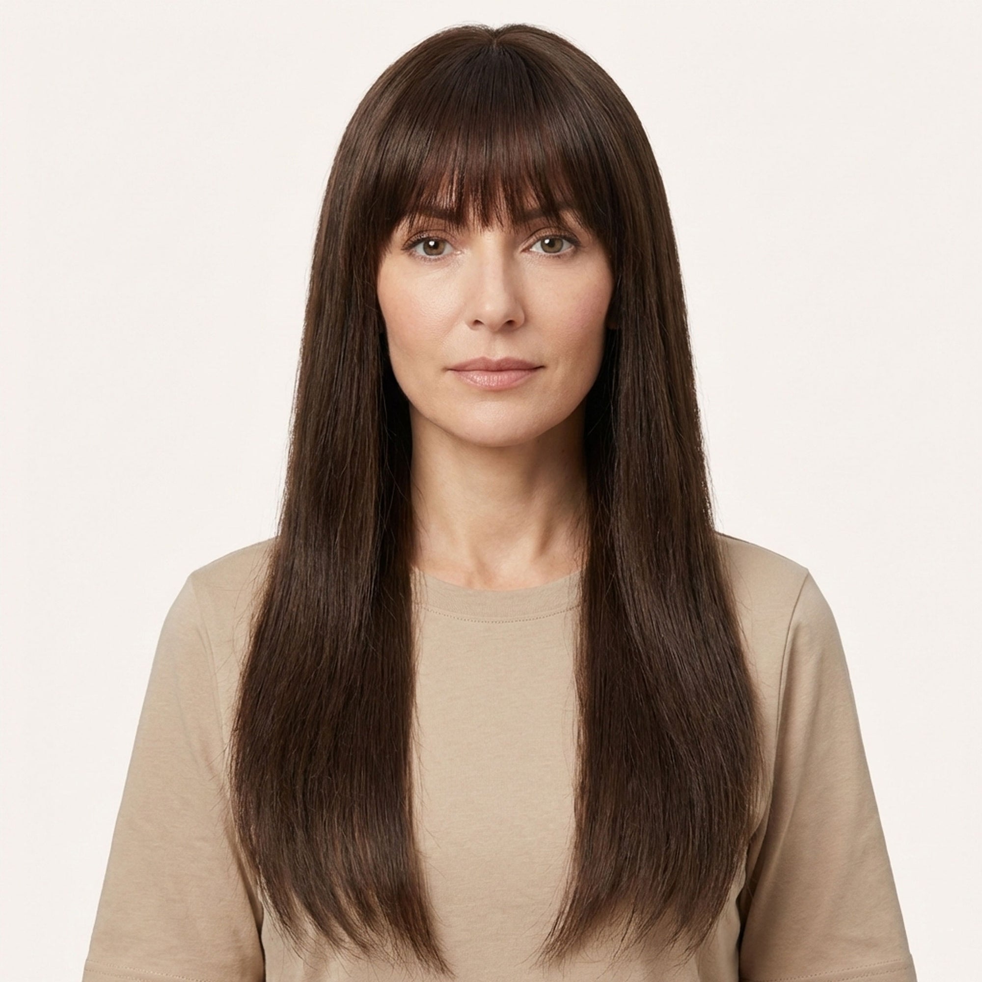 Perruque Naturelle Brune Longue - Liliane