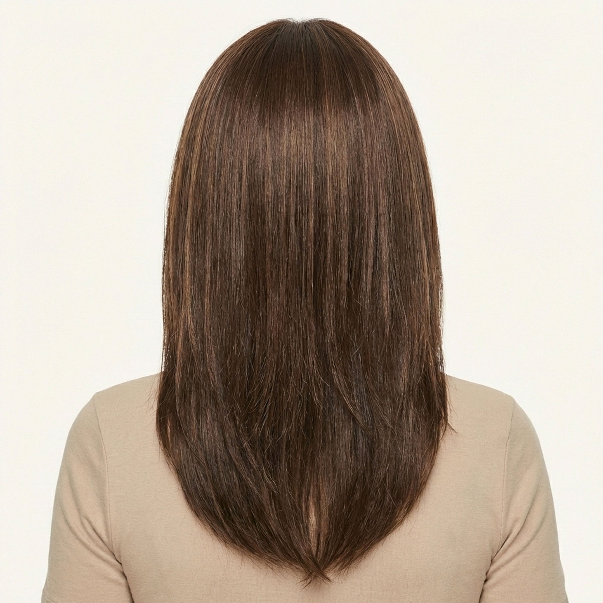 Perruque Naturelle Brune Mi-Longue - Orlane - dos