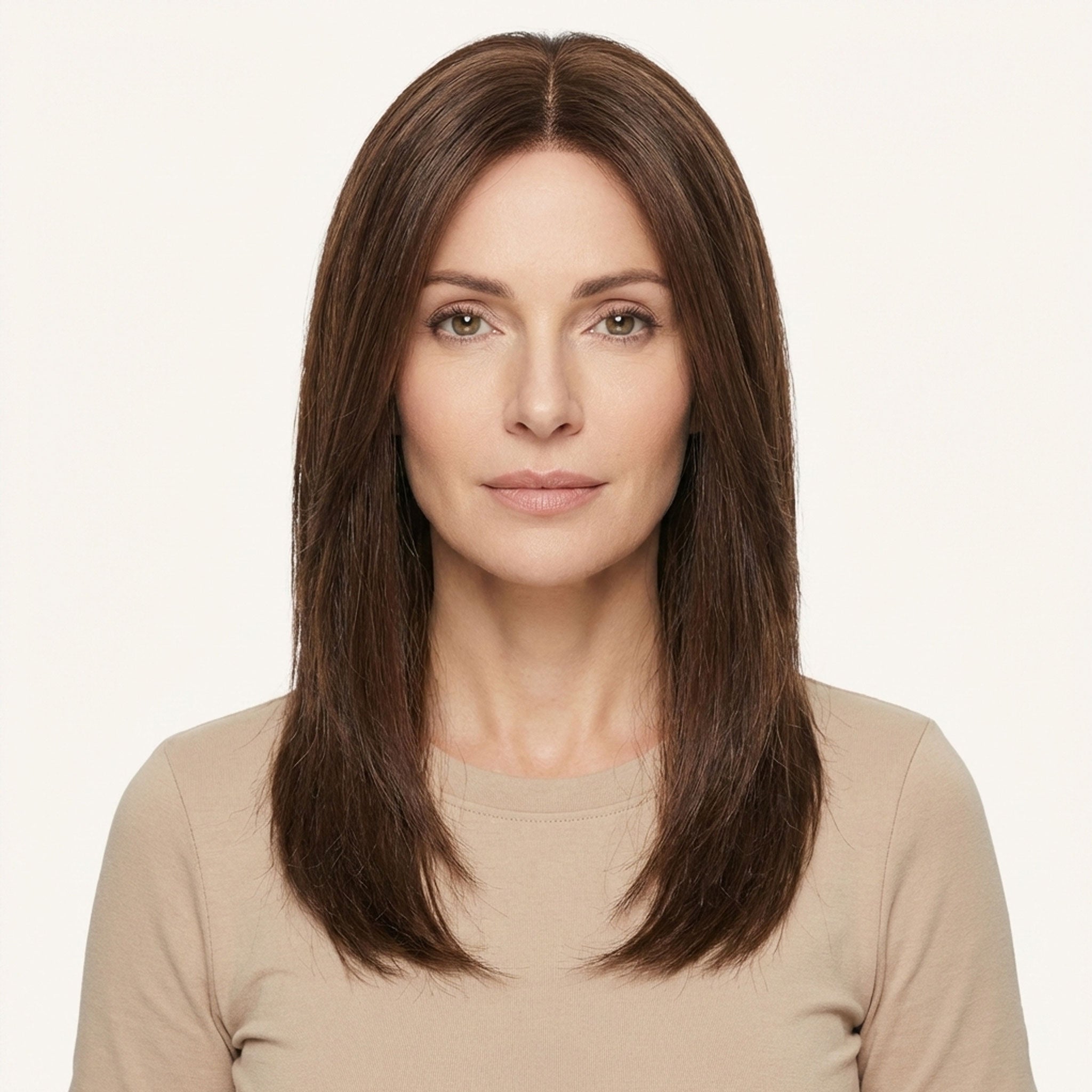 Perruque Naturelle Brune Mi-Longue - Orlane