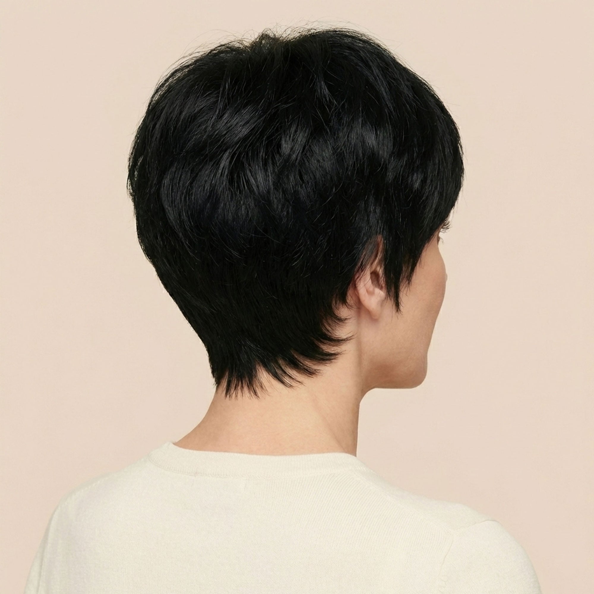 Perruque Naturelle Noire Courte - Octavie - dos