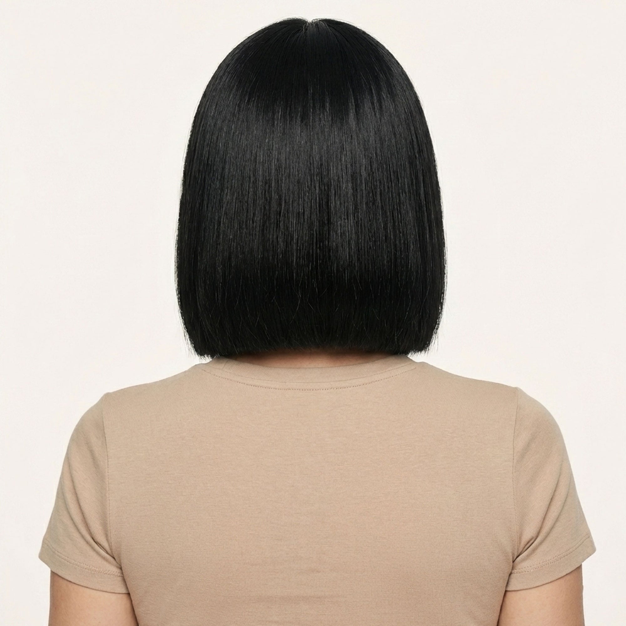 Perruque Naturelle Noire Mi-Longue - Séverine - dos
