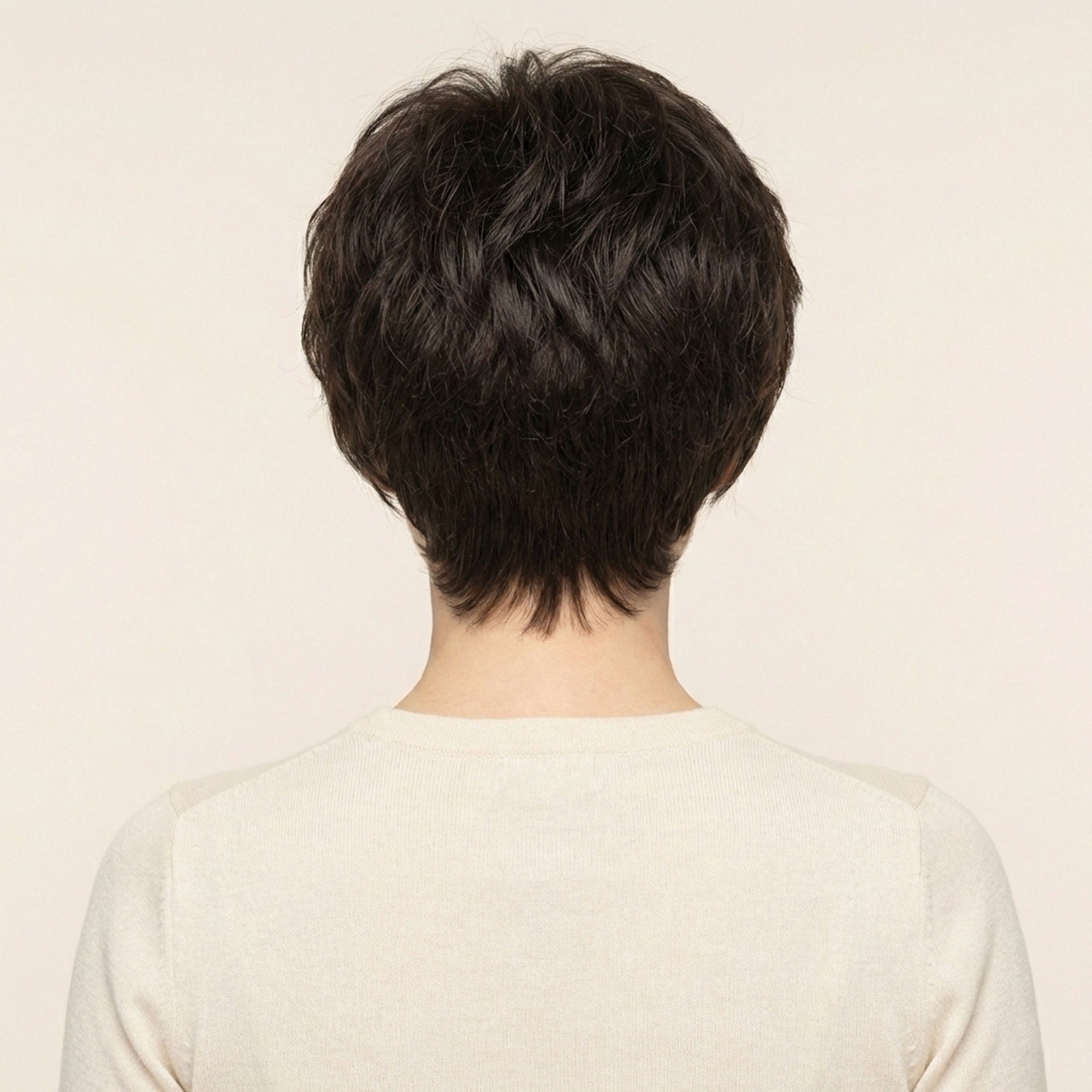 Perruque Semi naturelle Brune Carré Court - Zelda - dos